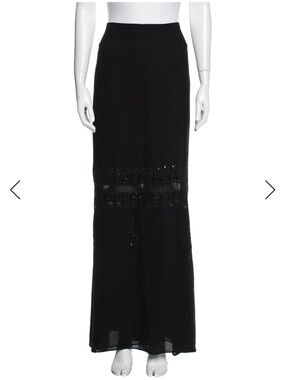 Badgley Mischka Black Maxi Skirt with Beaded Detail